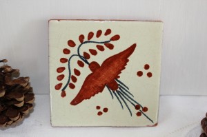 Shabby chic vintage bird tile 00462