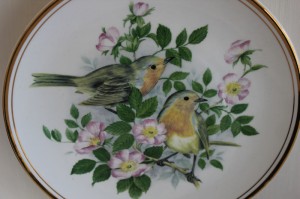 Shabby chic vintage plate birds 00516