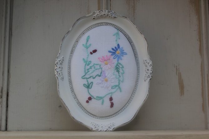 Framed Vintage Tablecloth